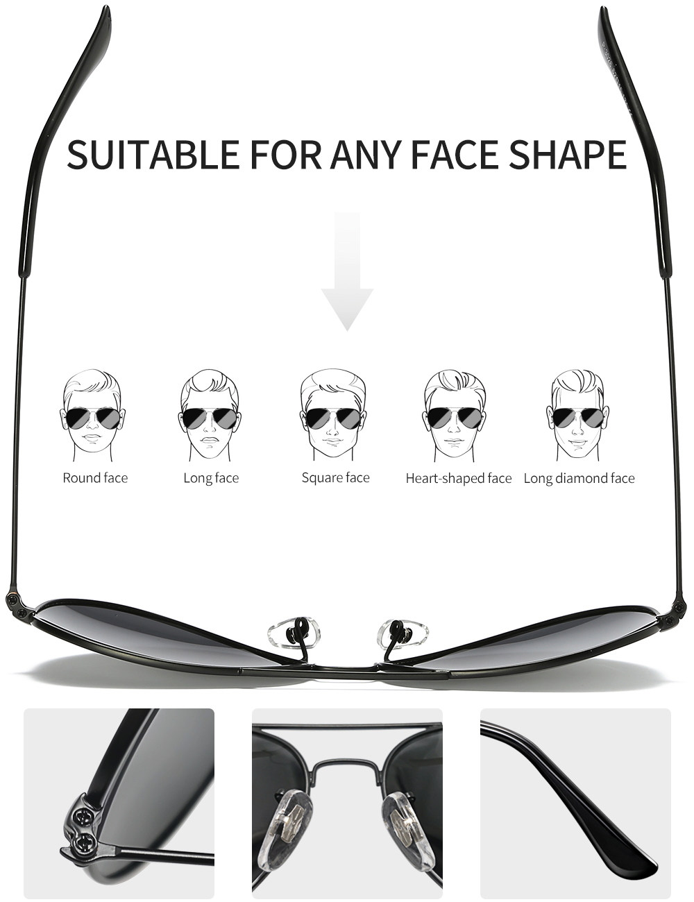 Joopin Polarized Aviator Sunglasses, Black photo 4