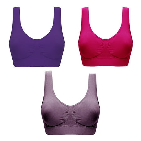 

Himiway Workout Tops for Women 3 Pack Women Comfort Seamless Sport Bra with Removable Pads Bra Tops Workout Sets for Women Workout Tops for Women Multicolor Xxxl