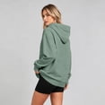 thumbnail image 4 of Evdexr Hoodies for Women Casual Button Collar Long Sleeve Hooded Sweatshirt Pullover 2026 Fall Winter Oversized Tops With Pocket Mint Green 2XL, 4 of 5