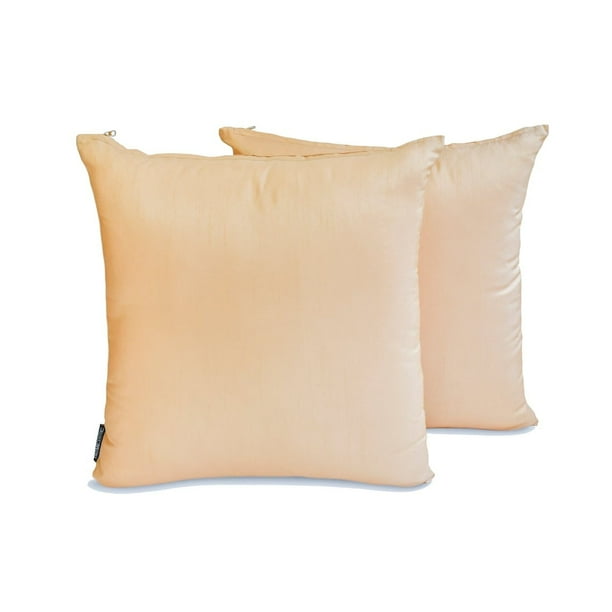 Funda de almohada lumbar de lujo HomeCentric, beige, paquete de 2, 50 x 70 cm (20 x 28 pulgadas), funda de almohada rectangular lisa y lisa de seda artística, estilo moderno liso - Beige de lujo