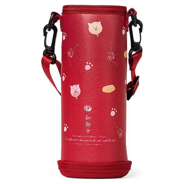 Injueey Funda para botella de agua, funda para oficina, viaje, senderismo, gimnasio, Fitness, entrenamiento, funda para copa, tarro, bolsa Cocina y Comedor Rojo 6.5x18cm