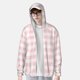 thumbnail image 2 of Balery Pink Checkboard Sudadera ligera de manga larga con capucha y protección solar UPF 50+ para hombre y mujer, ideal para pesca y running-Medium, 2 of 7