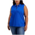 thumbnail image 1 of Tommy Hilfiger Womens Sleeveless Logo Polo Shirt, Blue, Plus Size, 1X, 1 of 1