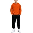 thumbnail image 3 of OVAFBAU Boys Girls Long Sleeve Hoodie Shirts Set Boys Girls Solid Hooded Long Sleeve Pullover Jogger Pants Set Outfits Set, 3 of 6