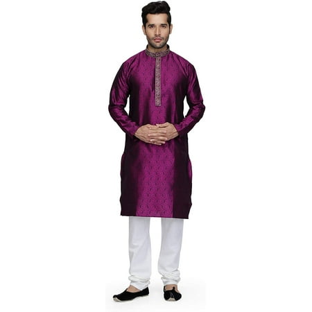

Royal Kurta Mens Jacqaurd Silk Blend Kurta Churidaar (42 Purple)
