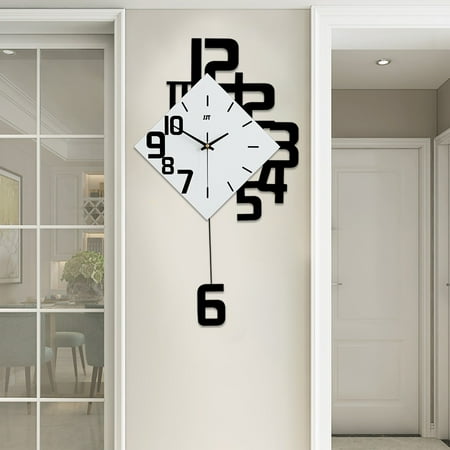 Swing Wall Watch Clock Quartz Silent Pendulum Hanging Clock Art Decoration Home