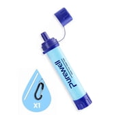 Purewell Personal Portable Water Filtration Straw, Ideal for Survival, Camping, Hiking, and Emergencies, Blue