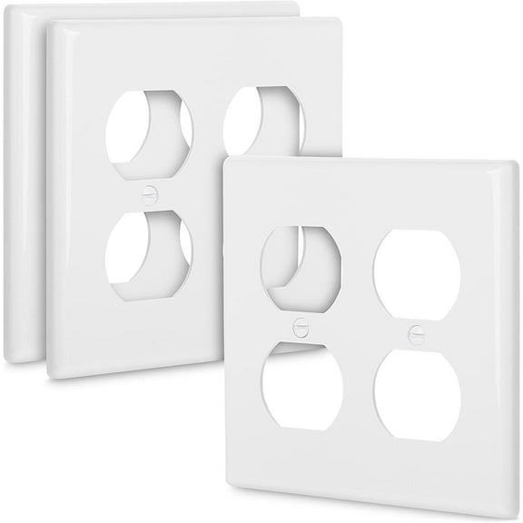 Bates- Double Duplex Wall Plate, 3 Pack, White Outlet Covers, Duplex Outlet Cover