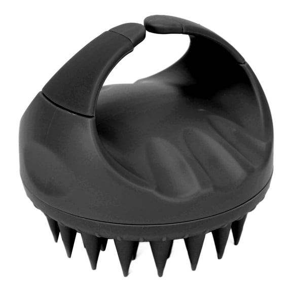 Hair Growth Scalp Massager Silicone Shampoo Brush & Dandruff Exfoliating Scrubber Comb, Black (3.94 in / 10 cm)
