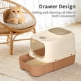 thumbnail image 3 of Cat Litter Box with Drawer, Enclosed Litter Tray for Cat, Rabbit, Anti Urine Leakage Easy to Clean (Orange), 3 of 7