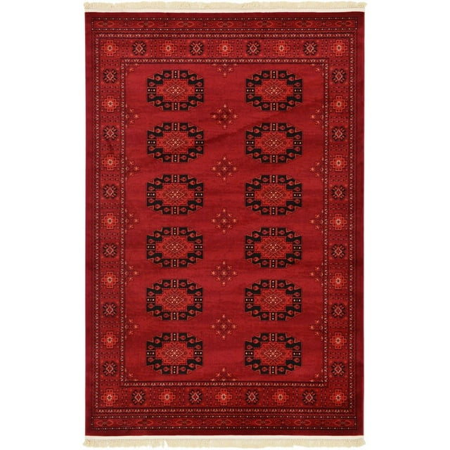 Unique Loom Tekke Over-Dyed Torkaman Area Rug 6' x 9' Rectangle Red/Black
