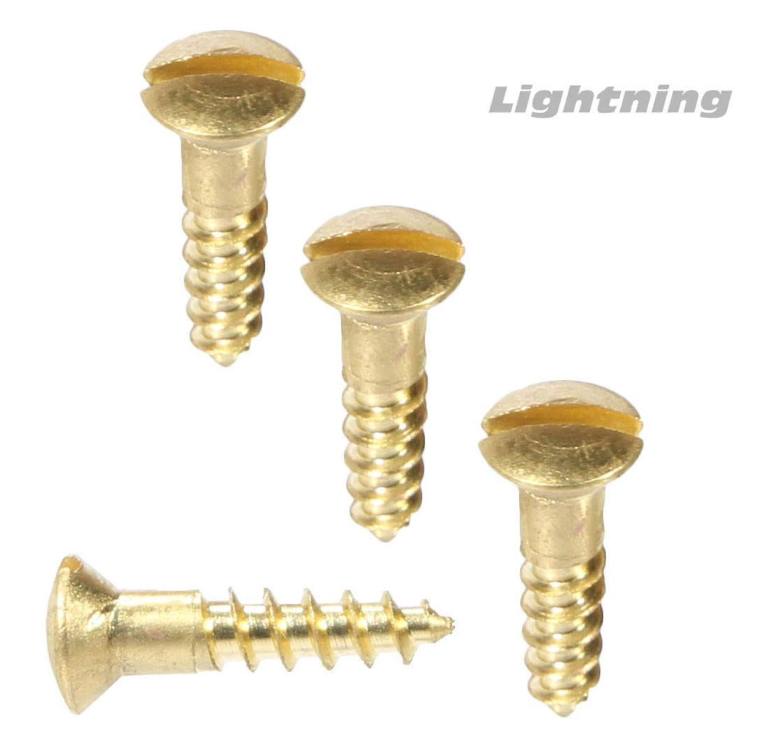 #6 x 3/8 Solid Brass Wood Screws Oval Head Slotted Drive Quantity 100