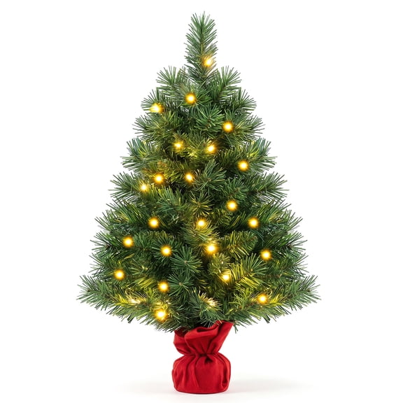 Costway 2 FT Pre-Lit Tabletop Fir Artifical Christmas Tree Led Lights