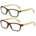 thumbnail image 2 of 2 Pairs Geniune Bamboo Women Reading Glasses - Fun Color Clear Lens Reader 7015 +2.25, 2 of 3