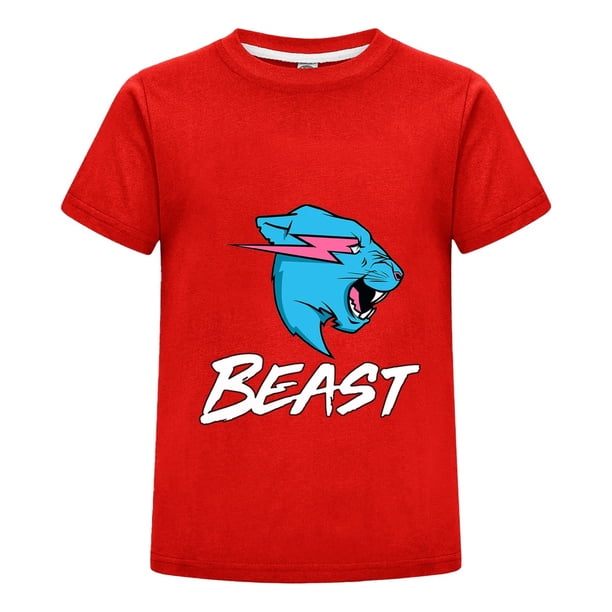 Camiseta Estampada MrBeast Niño Niña Pantera Azul Ropa Infantil Verano Casual Playera Juvenil Cómoda Regalo Algodón Fans