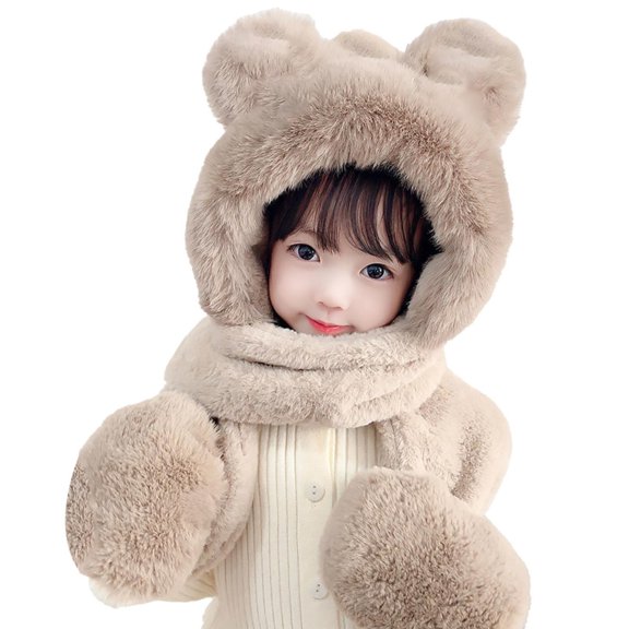Coerni Kids Winter Hat Gloves Scarf Set for Ages 4-10 Girls Toddler Children Neck Warmer Christmas Gifts for Girls Boys Toddler Knitted Neck Warmer