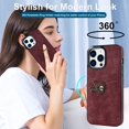 thumbnail image 6 of Nalacover for iPhone 14 Pro 6.1 inch Wallet Back Case,Luxury PU Leather Soft TPU Anti-Drop Shockproof Two Card Slots with Finger Ring Holder Kickstand Ultra Slim Phone Cover.Winered, 6 of 8