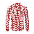 thumbnail image 4 of Zylanna Men's Long Sleeve Polo Shirts with Chest Pocket, Printed Slim Fit Turndown Collar Spring Fall Casual Pullover Tops for Man Red, 4 of 5