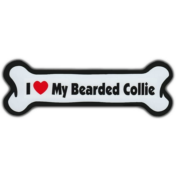 Dog Bone Magnet: I Love My Bearded Collie | Dogs Doggy Puppy | Car Automobile