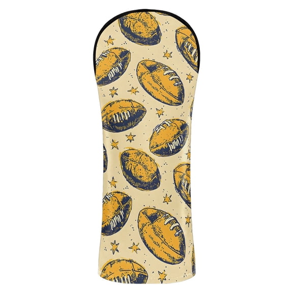 Haosy Yellow Rugby and Star Golf Club Covers Driver Hybrid Wood Headcovers PU Leather Double-Layer Lining Replaceable Tags for Men Women