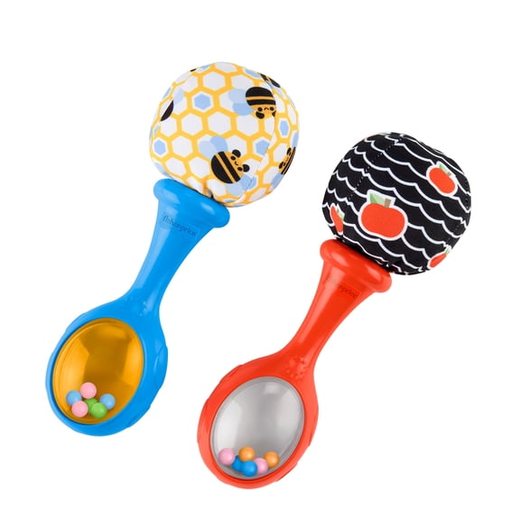 Fisher-Price Rattle 'n Rock Maracas, Set of 2 Soft Baby Rattle Activity Toys for Newborns