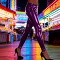 thumbnail image 7 of RongHuan Shiny Leggings for Women Tummy Control High Waisted Stretchy Tights Workout Yoga Pants Streetwear, 7 of 7