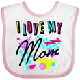 thumbnail image 3 of Inktastic I Love My Mom 80s Retro Style Boys or Girls Baby Bib, 3 of 4