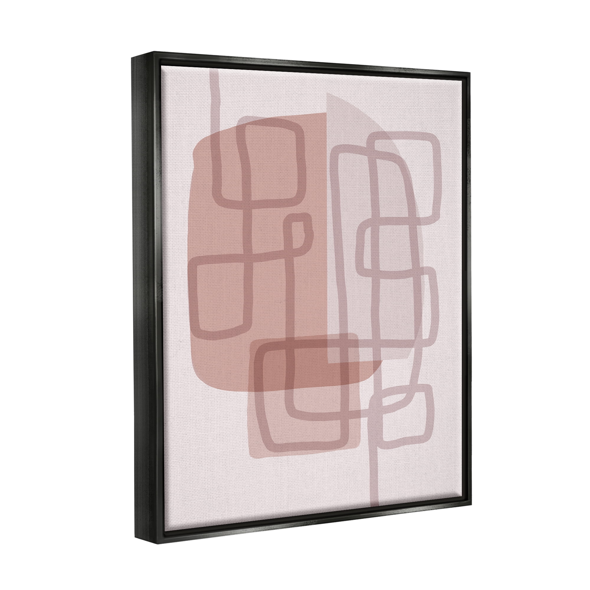 Stupell Industries Neutral Hues Abstract Shapes Abstract Painting Black Floater Framed Art Print Wall Art