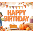 thumbnail image 4 of Autumn Theme Birthday Banner Fall Birthday Decor Harvest Decoration Happy Birthday Pumpkin Design for Fall Party Autumn Event Thanksgiving Celebration, 4 of 7