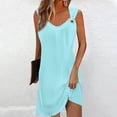 thumbnail image 2 of Vestido casual para mujer Vestido de verano Vestido lencero Vestido fruncido Cita diaria Salir Moda Correa básica Sin mangas Ajuste holgado Azul / S, 2 of 5