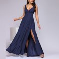 thumbnail image 4 of Hvot&aat Women's Sexy V Neck Wrap Formal Maxi Dresses Elegant Sleeveless High Waist Club Party Evening Prom Dress with Slit, 4 of 7