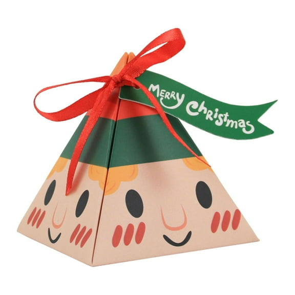 50-Pack Christmas Triangular Candy Boxes, Santa Claus Big Face Paper Gift Boxes, Festive Holiday Treat Packaging for Chocolates Small Gifts & Decor