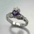 thumbnail image 2 of HeartsAndYou 1ct Natural Purple Amethyst Engagement Ring Claddagh Irish 14k SOLID White Gold, 2 of 9