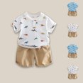 thumbnail image 4 of Odeerbi 1-7 Years Toddler Boys Girls Summer Outfits Dinosaur Cotton Short Sleeve Shirt Shorts Set School Style Casual Two-piece Set Toddler Boys Girls Clothes, 4 of 4