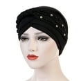 thumbnail image 2 of Women Elastic Solid Color Hat - Flat Hat with Stud Bead, Single Color Braid Cap, Polyester, One Size (56-58cm), All Seasons, 2 of 4