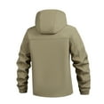 thumbnail image 3 of Men Winter Windbreaker Warm Fleece Lined Casual Solid Hooded Jackets Zipper Pockets Long Sleeve Outdoor Coat Khaki 3XL, 3 of 4