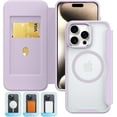thumbnail image 2 of Case for iPhone 12,Clear Back Design Heavy Duty Drop Protection Anti Theft Flip Leather Wallet Card Holder Shockproof with Wireless Charge Phone Case for iPhone 12,6.1 Inch 2020 (Purple), 2 of 8