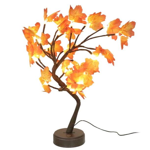 Lámpara de noche decorativa con forma de árbol de arce para el Día de Acción de Gracias (1 unidad, roja)