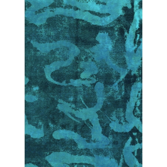 Ahgly Company Machine Washable Indoor Rectangle Persian Turquoise Blue Bohemian Area Rugs, 5' x 7'