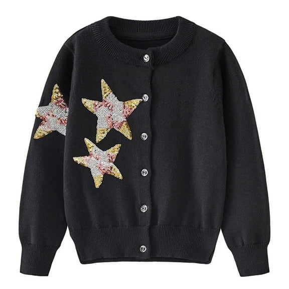 Spazoro Toddler Girls Jackets, Casual Warm Long Sleeves Fall Winter Cardigans for Kids Girls Black Size 7-8T