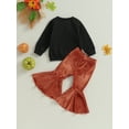 thumbnail image 5 of Lamuusaa Toddler Girls Halloween Outfits Letter Print Long Sleeve Sweatshirt and Elastic Flare Pants Set Fall Clothes, 5 of 9