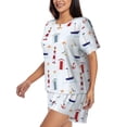 thumbnail image 2 of Picia Nautical Lighthouse Sailboat Pajamas Sets for Women Soft Short-Sleeved Pjs with Lounge Shorts Two Piece Sleepwear-3X-Large, 2 of 9