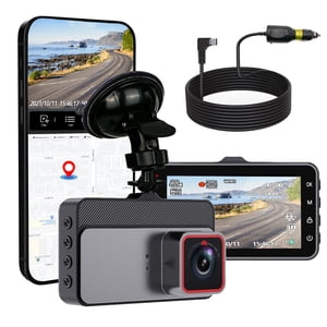 Dash Cam Front, 3" IPS Caméra écran Dash pour les voitures, WiFi GPS Mini Voiture Dashcam intégrée 170 Degré de vision nocturne, moniteur de stationnement, WDR, Détection des mouvements,128GB Max