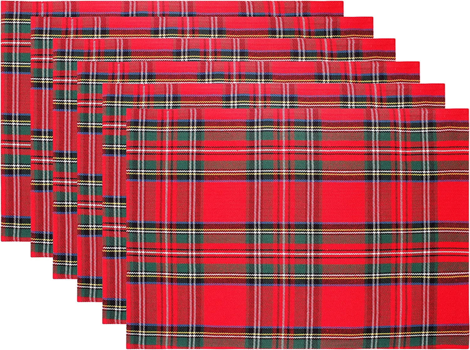 JOOCAR Christmas placemats, red and green buffalo plaid simple classic