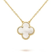 KESHAN Womens Vintage Alhambra Carnelian Yellow Gold AU750 Bracelet for Women Ladies Lucky Clover Bracelets