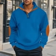 thumbnail image 2 of WTOBBY Men's Loose Solid Color Sweatshirt with Stand Collar, Outdoor Warm Breathable T-Shirt Top for Active Lifestyle and Casual Comfort,Blue M, 2 of 4
