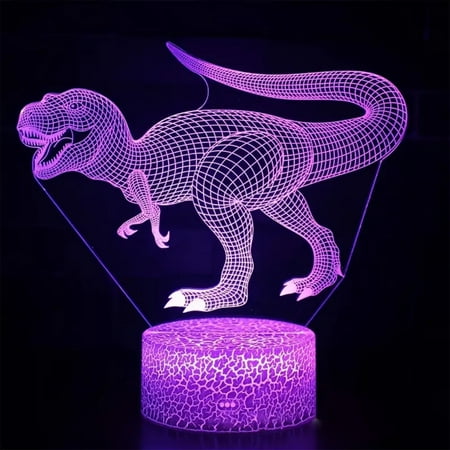 

JNZOUHA Colorful Dinosaur 3D Illusion Lamp - RGB Changing USB Touch Light for Game Night and Christmas