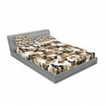 thumbnail image 3 of Ambesonne Abstract Fitted Sheet & Pillow Sham Set, Camo Style Shades, Twinxl, Pale Caramel Tan Black, 3 of 3