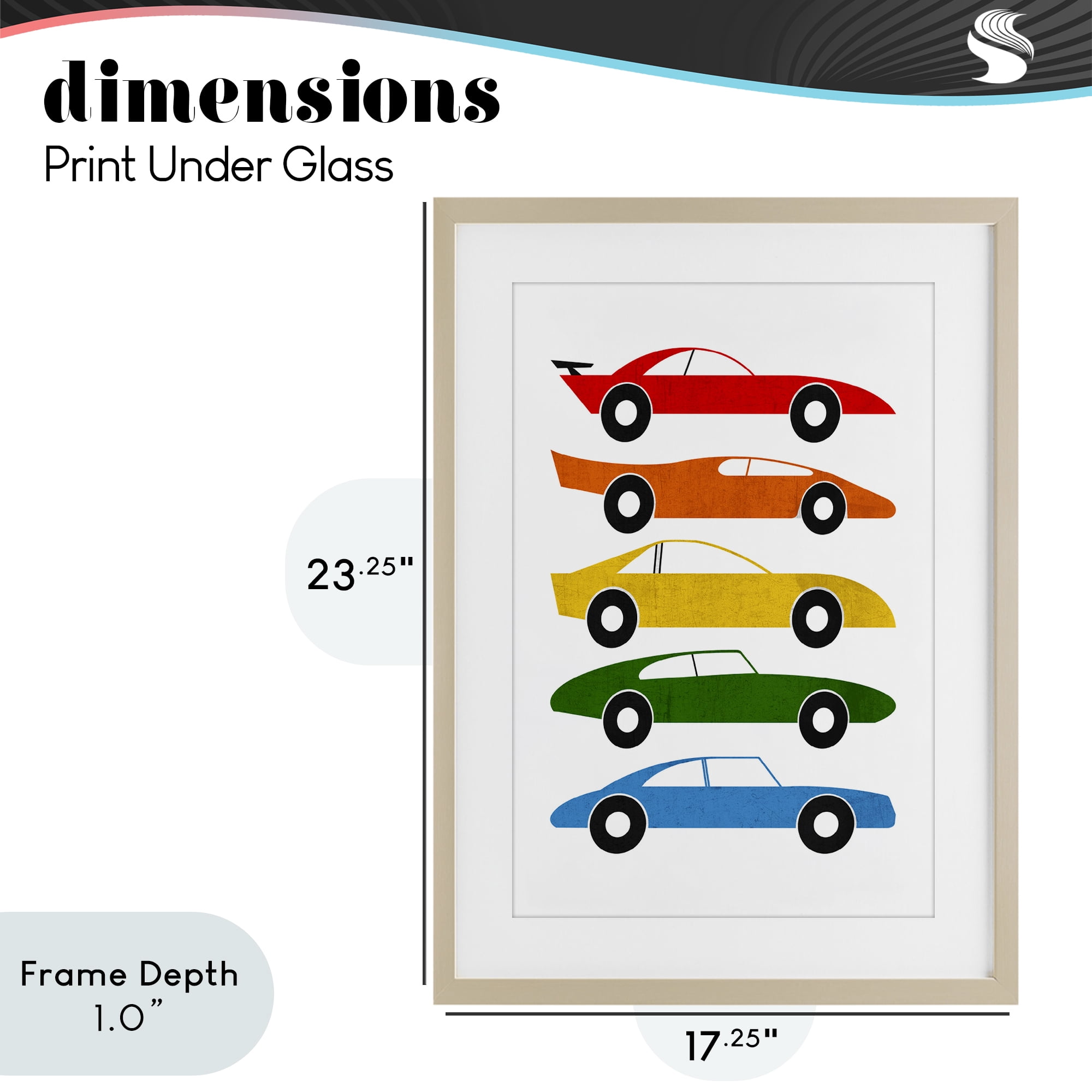 Stupell Industries Colorful Midcentury Cars Birch Framed Print Under Glass, design by Tom Quartermaine