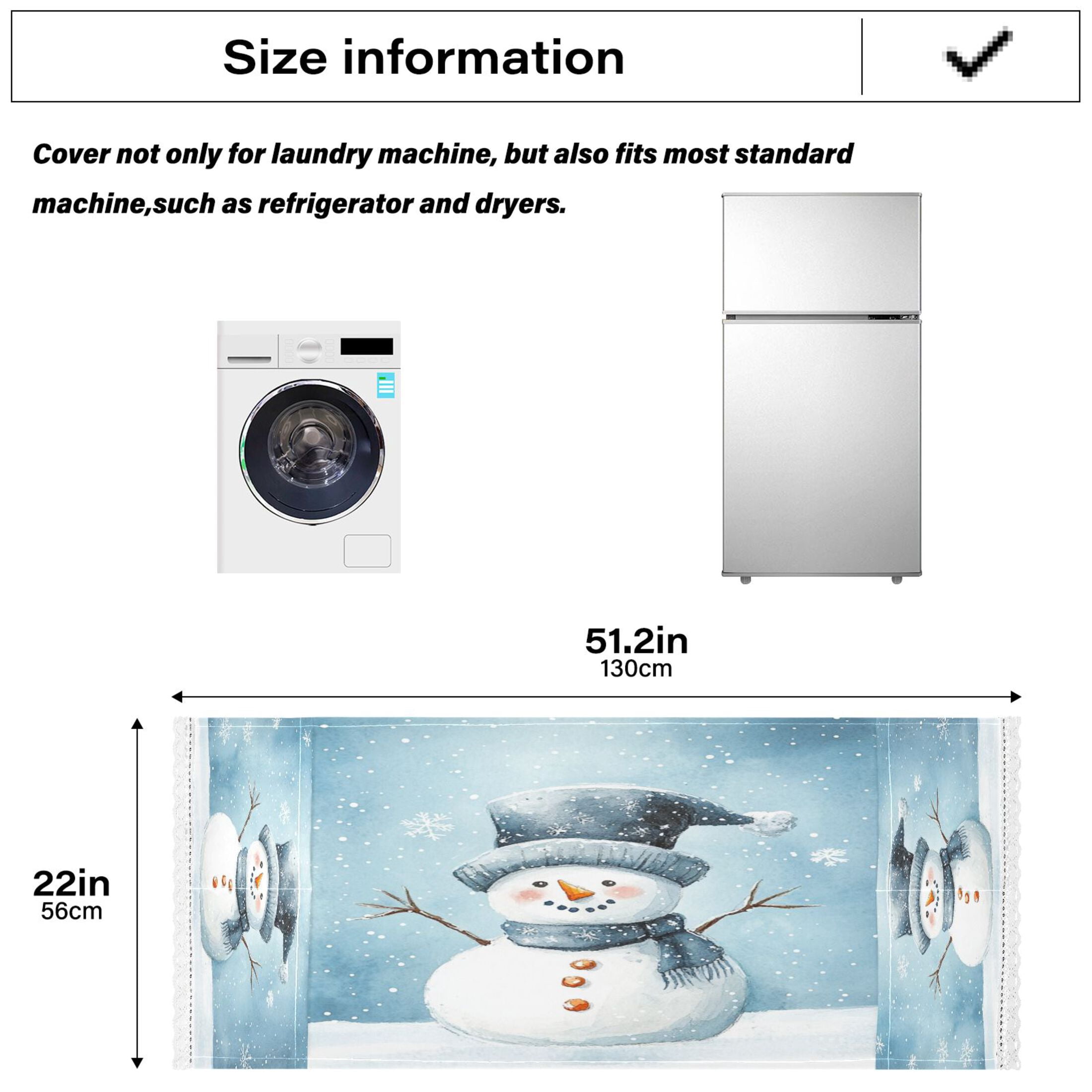 WOBOGO Cute Children's Book Illustration Style Snowman Washing Machine Cloth Dryer Refrigerator Top Cover Protective Non-Slip Mat For Kitchen Laundry